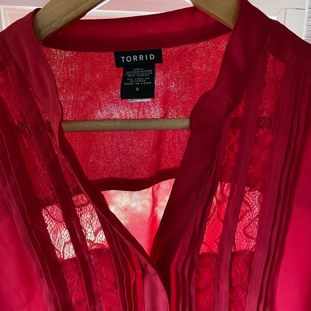 Torrid Long Sleeve Red Blouse Size L - Picture 4 of 8